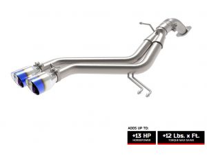 aFe Takeda 2-1/2" 304 Stainless Steel Axle-Back Exhaust System w/ Blue Flame Tips for 2013-2017 Hyundai Veloster Turbo 1.6T GDi - 49-37019-L