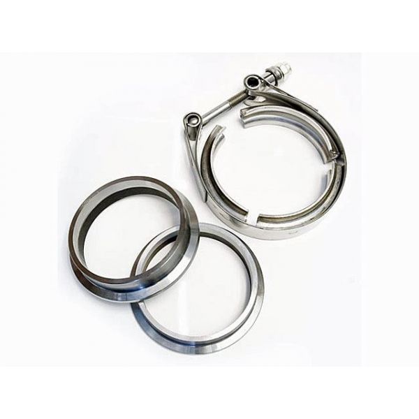 2.5 Inch V-band Flange and Clamp SET Flat Machined MILD STEEL - 3.10 Inch OD Flanges - Grooved for 2.5 Inch Tube 2.5 Inch V-band Flange and Clamp SET Flat Machined MILD STEEL - 3.10 Inch OD Flanges - Grooved for 2.5 Inch Tube